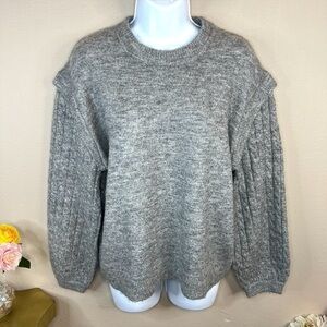 M NWT Cobble Lane Grey Wool Blend Sweater Long Sleeve Medium 8 10 Stretch